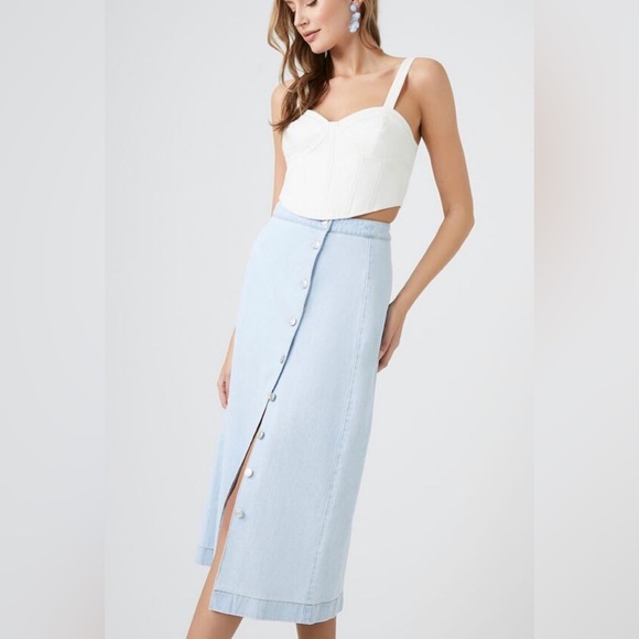 Denim button front midi skirt nwot - Picture 3 of 4